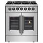 Forno Galiano 30" Freestanding French Door Dual Fuel Range in Stainless Steel, , large