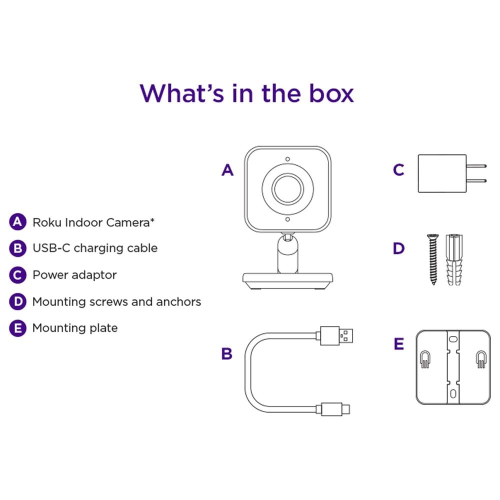 Roku 1-Pack Indoor Wired Security Camera in White, , large