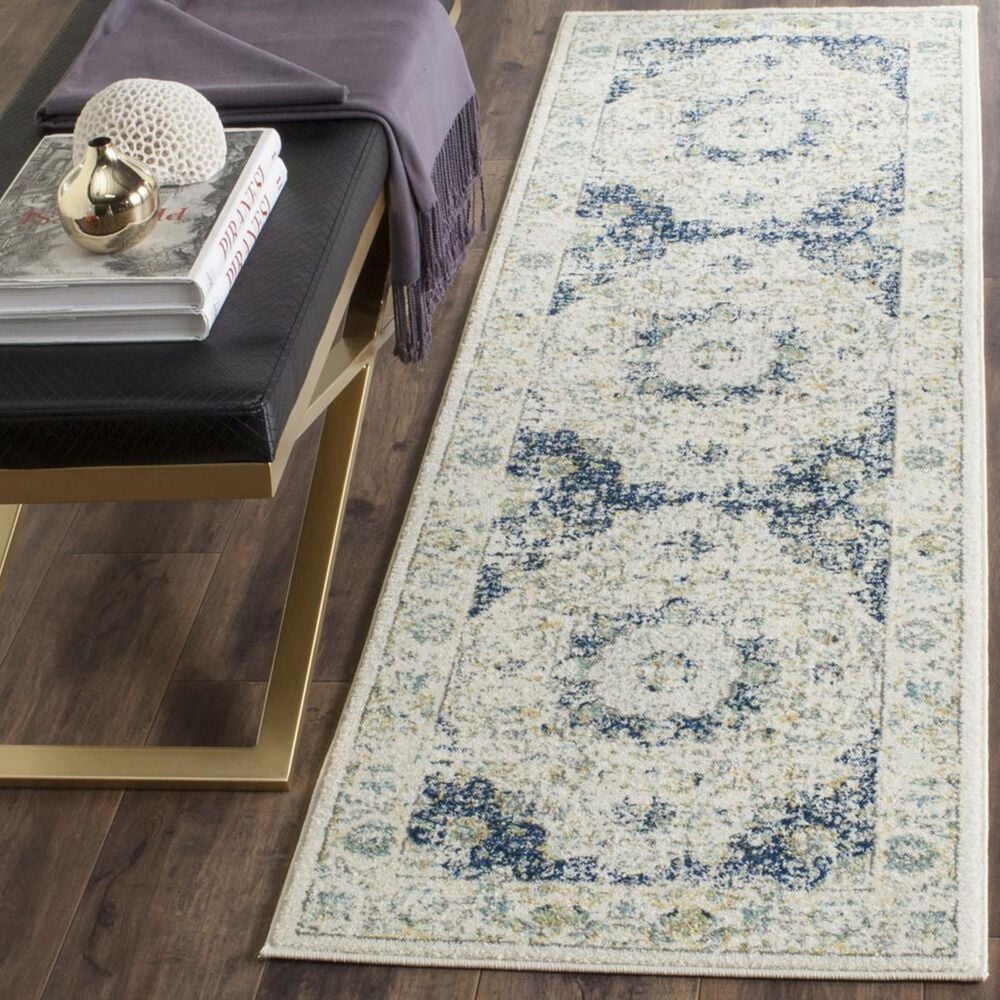 Safavieh Evoke EVK220C 2&#39;2&quot; x 21&#39; Ivory and Blue Runner, , large
