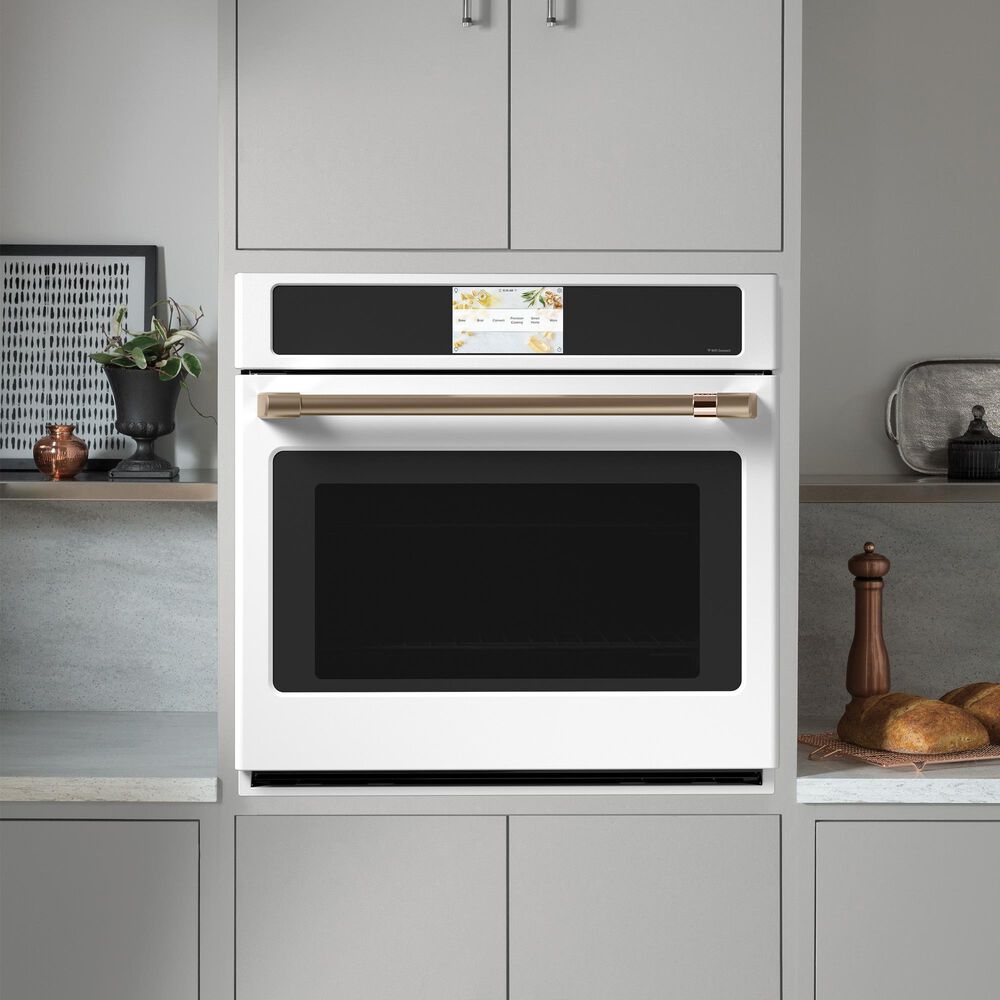 Cafe 2-Piece Kitchen Package with Matte White 30" Smart Built-In Convection Single Wall Oven and Stainless Steel 36" Electric Cooktop, , large