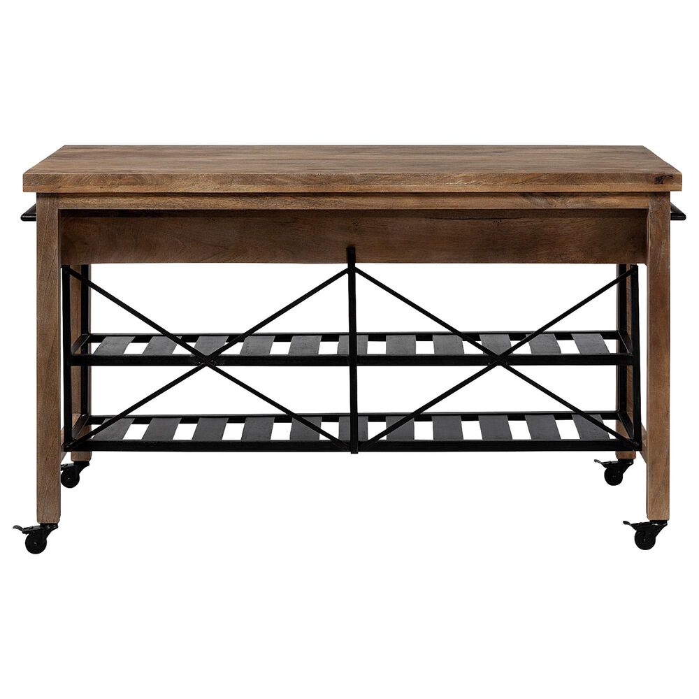 Mercana Stuart I Kitchen Island in Light Brown and Matte Black, , large