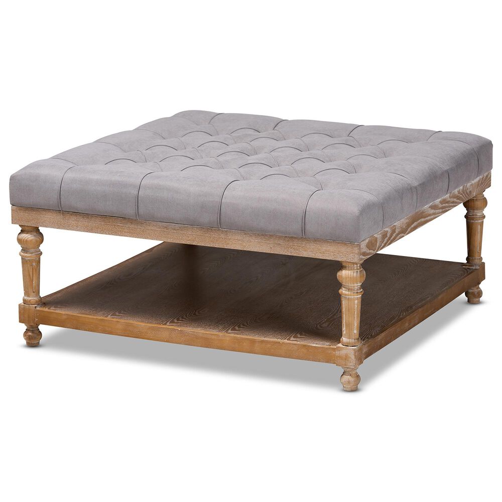 Baxton Studio Kelly Cocktail Ottoman in Grey, , large