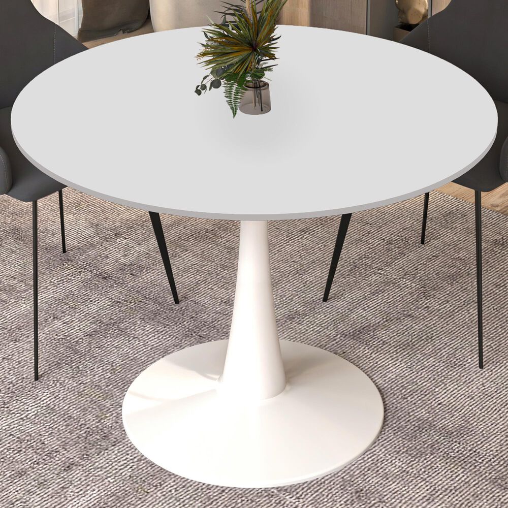 Leisuremod Bristol 40&quot; Round Dining Table with MDF Top in White - Table Only, , large