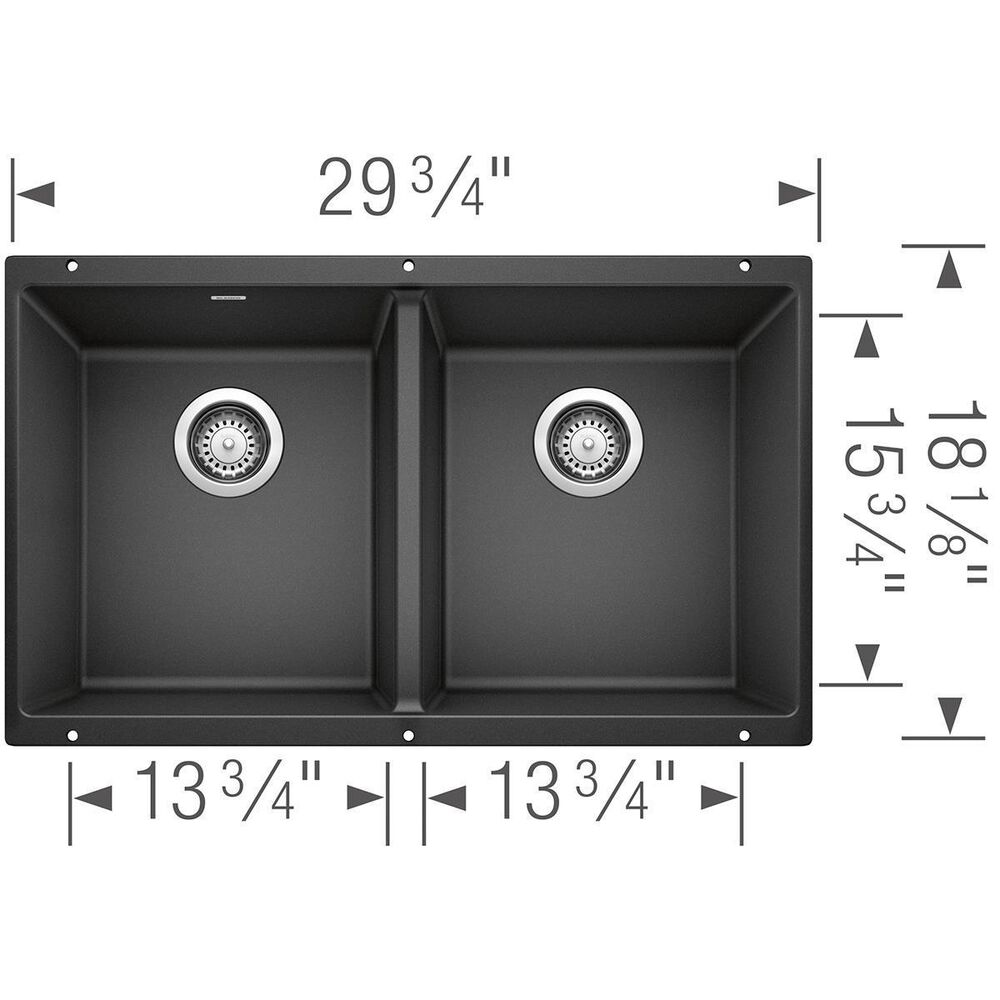 Blanco Precis 30&quot; 50/50 Equal Double Bowl Kitchen Sink in Anthracite, , large