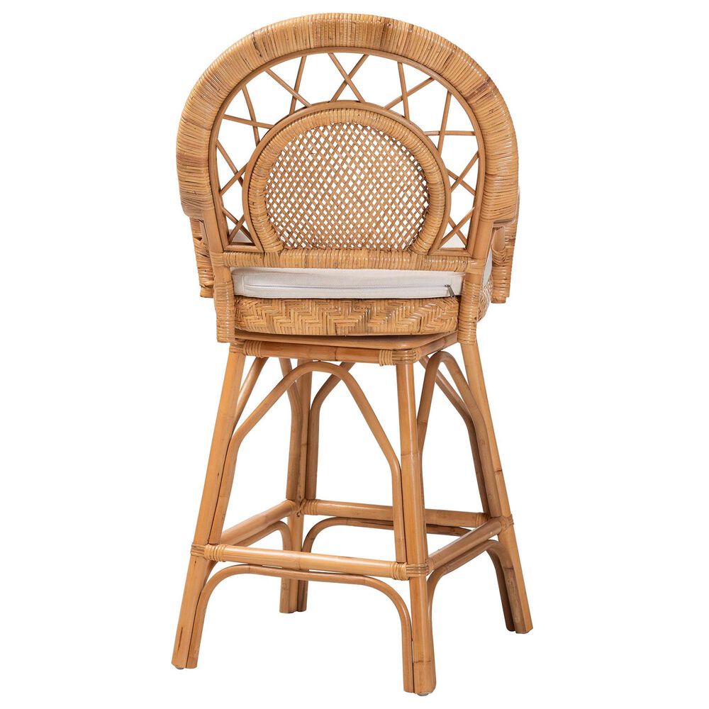 Baxton Studio Adam Swivel Counter Stool in Light Honey, , large