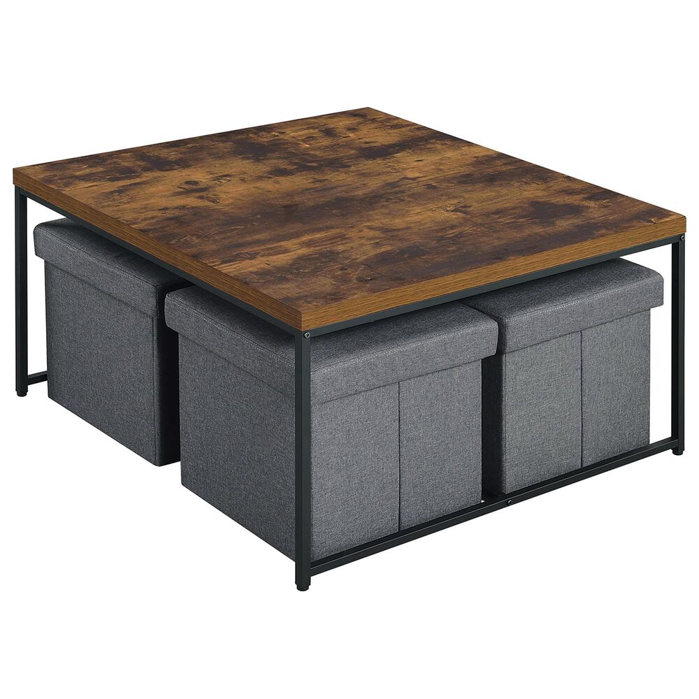 HOMLUX 5-Piece Occasional Table Set in Weathered Oak and Black, , large