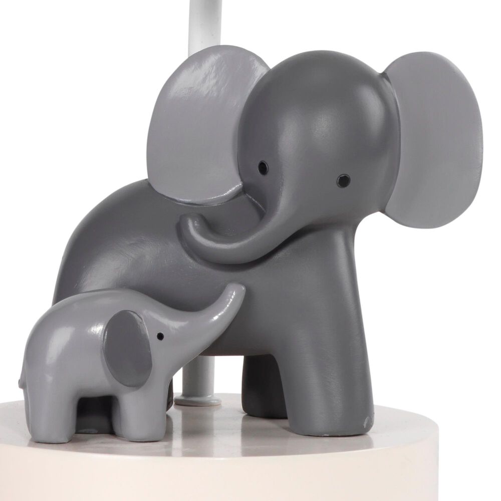 Lambs &amp; Ivy Me and Mama Elephant Nursery Lamp in White and Gray, , large