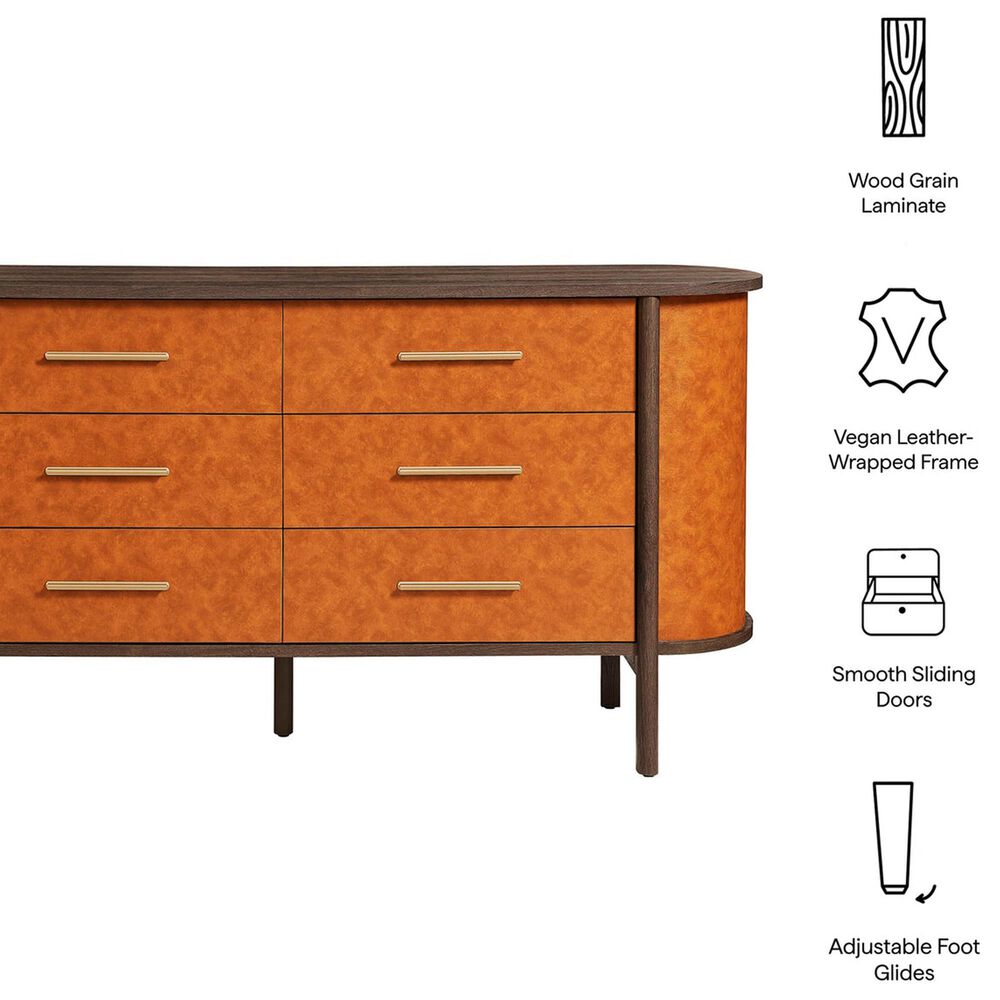 Modway Coralie 6-Drawer Dresser in Walnut Tan, , large