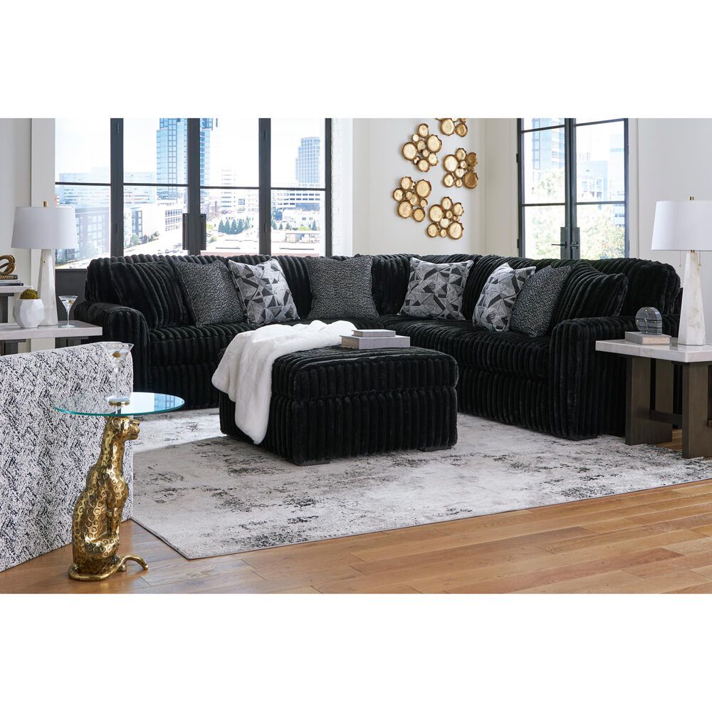 Ashley Midnight-Madness Oversized Accent Ottoman in Onyx, , large