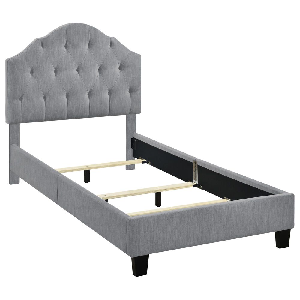 Accentric Approach Twin Upholstered Tufted Bed in Gray, , large