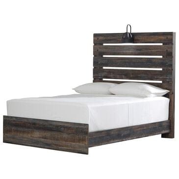 Signature Design by Ashley Drystan Full Panel Bed in Rustic Brown with USB Ports, , large