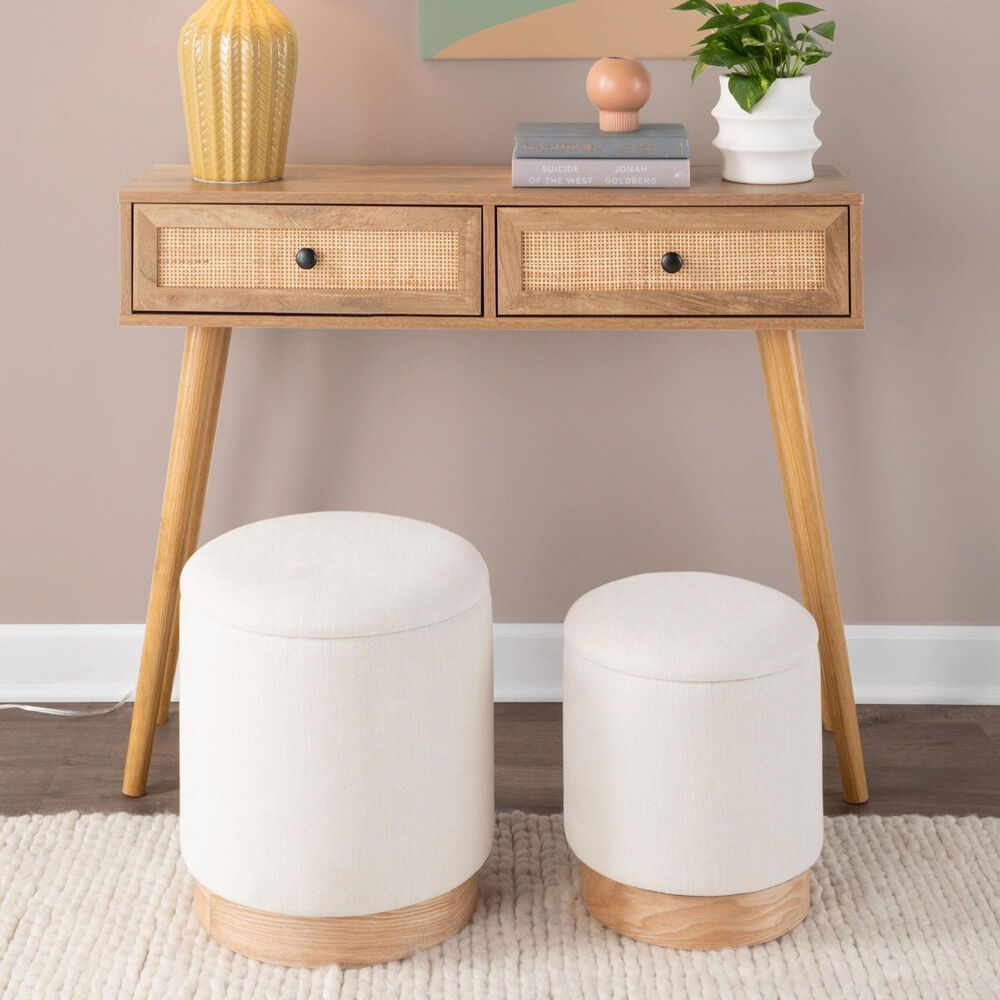 Lumisource Marla 2-Piece 18&quot; Nesting Ottoman Set in Cream, , large
