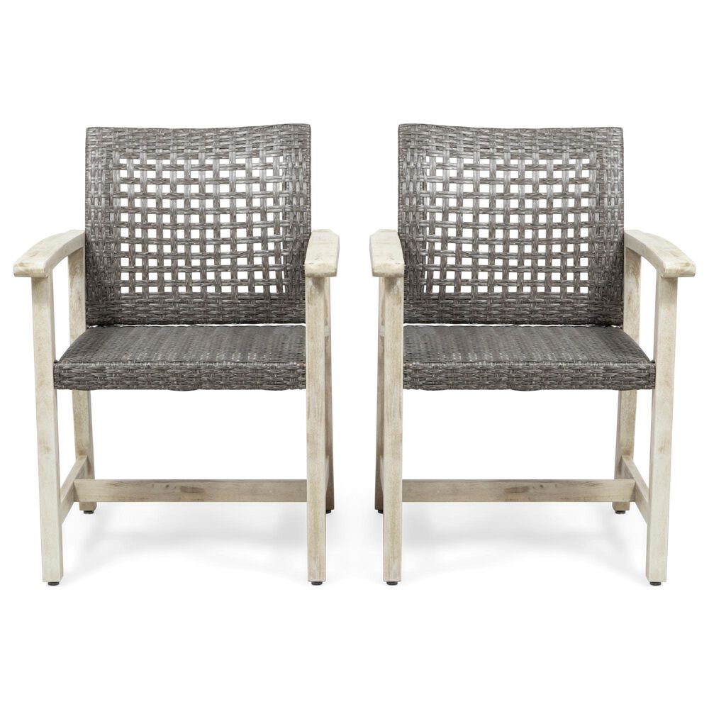 Hearth and Haven Hampton Outdoor Dining Chair in Black and Light Grey (Set of 2), , large