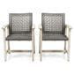 Hearth and Haven Hampton Outdoor Dining Chair in Black and Light Grey (Set of 2), , large