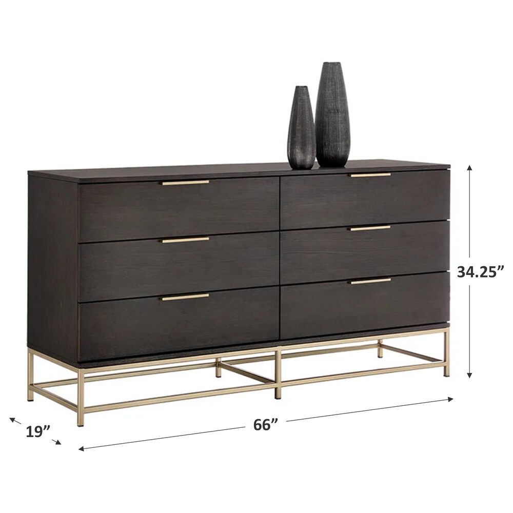 37B Artezia Rebel 6-Drawer Dresser in Brushed Gold and Charcoal Grey, , large