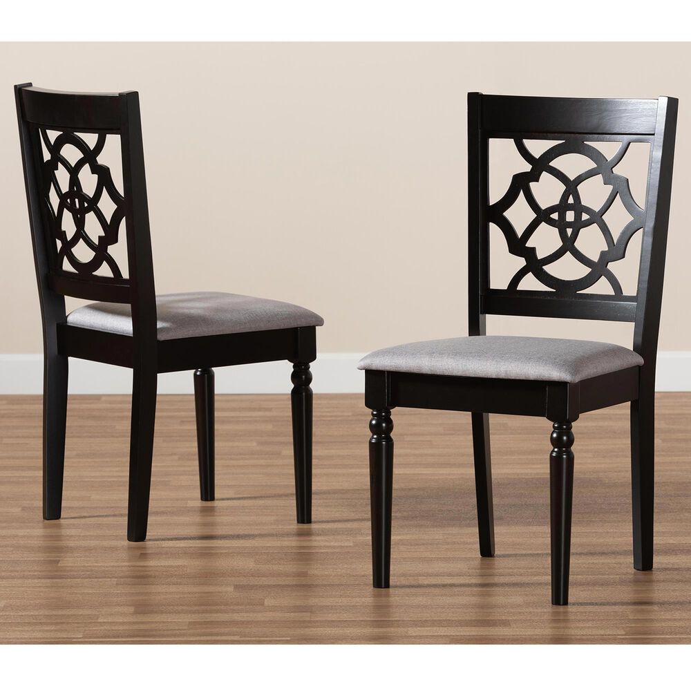 Baxton Studio Renaud Dining Chair in Grey/Dark Brown (Set of 2), , large