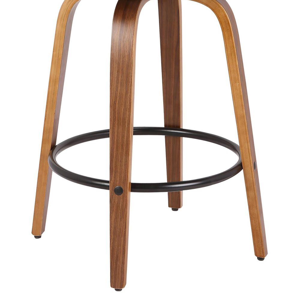 LumiSource Fabrico 26" Swivel Fixed-Height Counter Stool with Charcoal Fabric Upholstery in Black and Walnut (Set of 2), , large