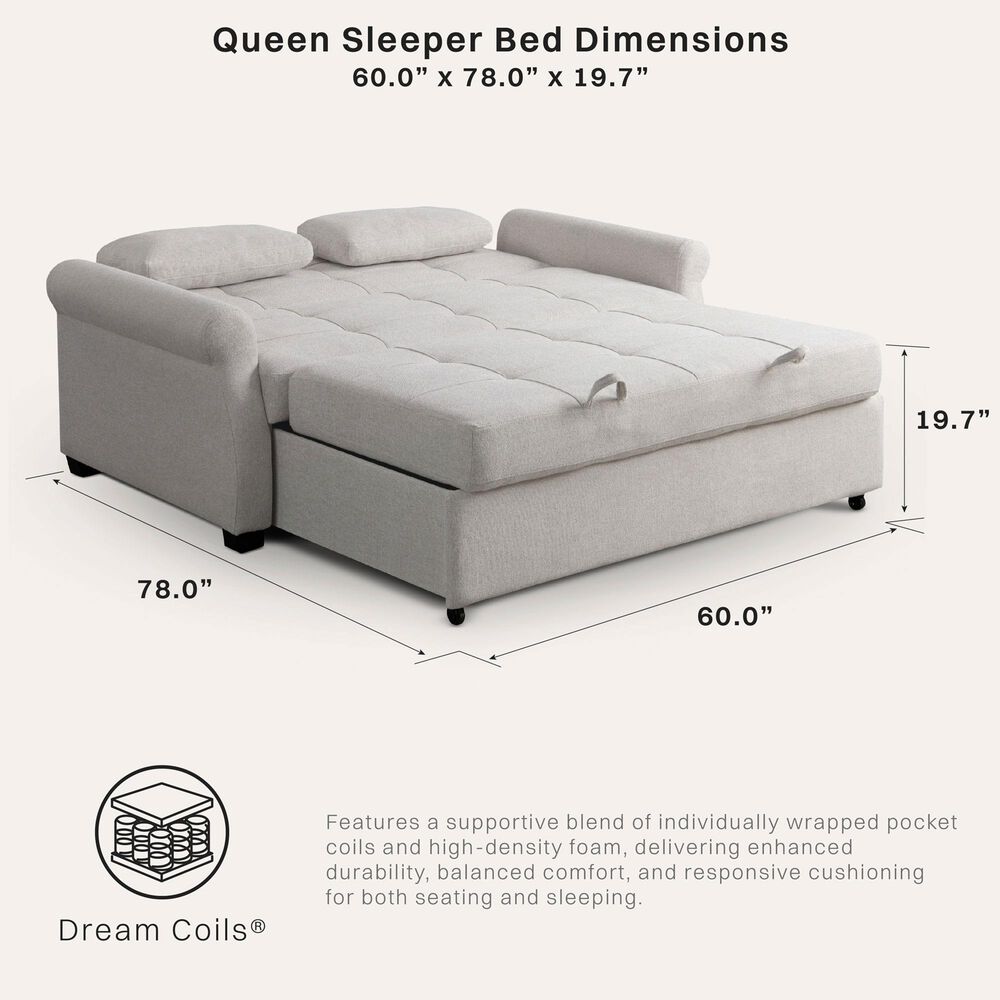 Lifestyle Solutions Hampton Queen Convertible Sofa in Oatmeal, , large
