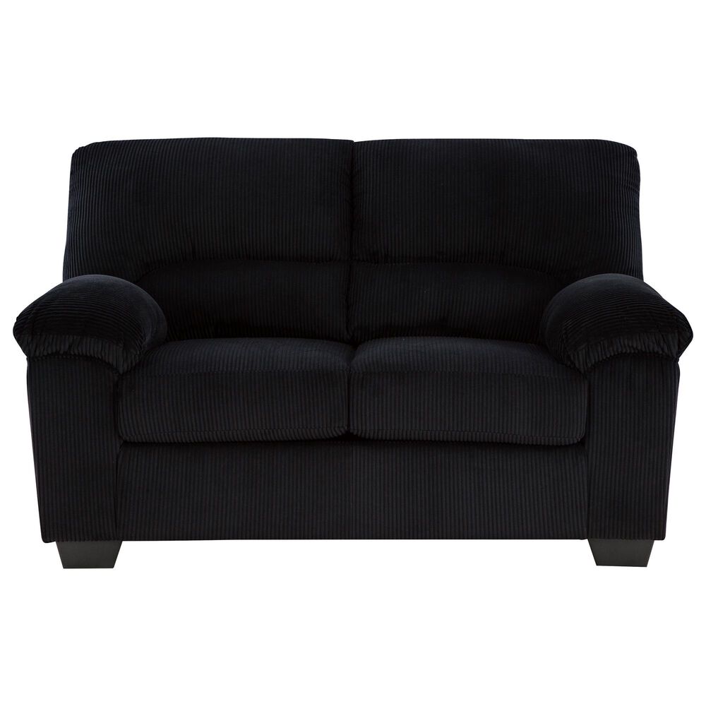 Ashley SimpleJoy Stationary Loveseat in Onyx, , large