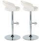 LumiSource Grotto Swivel Adjustable Bar Stool with White Faux Leather Upholstery in Chrome (Set of 2), , large