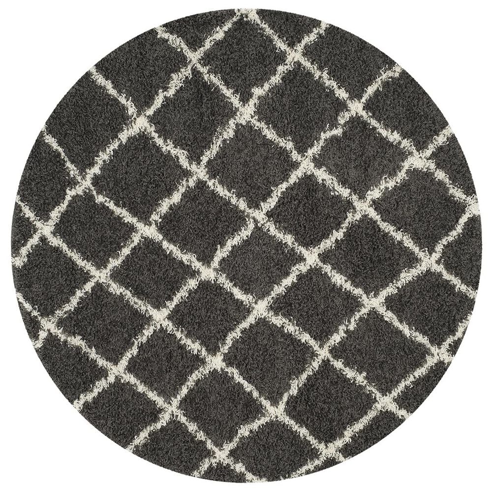 Safavieh Dallas Shag SGD258A-6R 6&#39; x 6&#39;  Dark Grey/Ivory Round Rug, , large