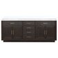 Lexora Home Abbey 84" Double Bathroom Vanity in Brown Oak with 2 cm White Quartz Top and Rectangular Sinks, , large