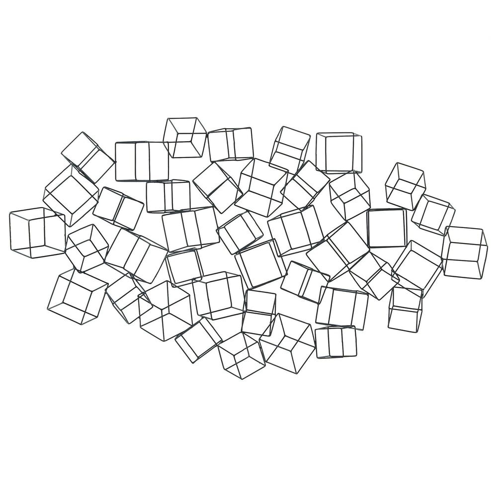 Maple and Jade 48" x 27" 3D Layered Wire Cube Geometric Home Wall Decor in Matte Black, , large