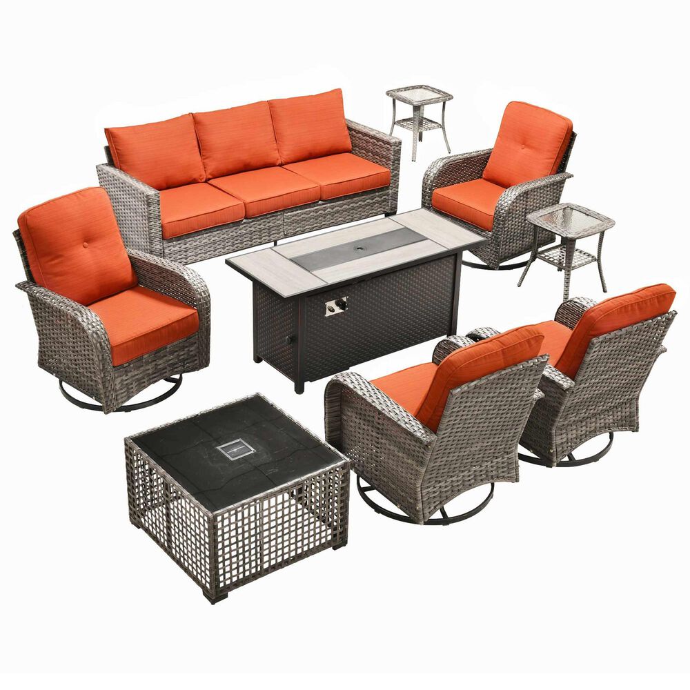 HOMLUX 9-Piece Outdoor Conversation Set in Orange, , large