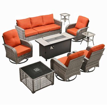 HOMLUX 9-Piece Outdoor Conversation Set in Orange, , large