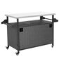 Hearth and Haven 2-Door Outdoor Bar Cart with Stainless Steel Top in Grey, , large