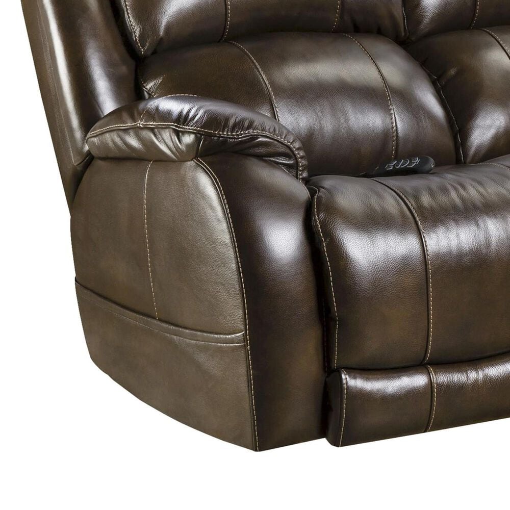 HomeStretch Palmer Leather Power Reclining Sofa with Headrest and Lumbar in Walnut, , large