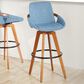 Lumisource Cosmo Swivel Barstool with Blue Noise Cushion in Walnut and Black, , large