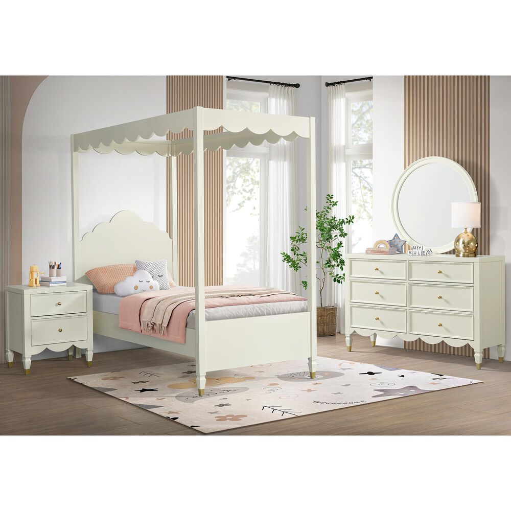 Forma & Co Olivia 4-Piece Twin Canopy Bedroom Set in French White, , large