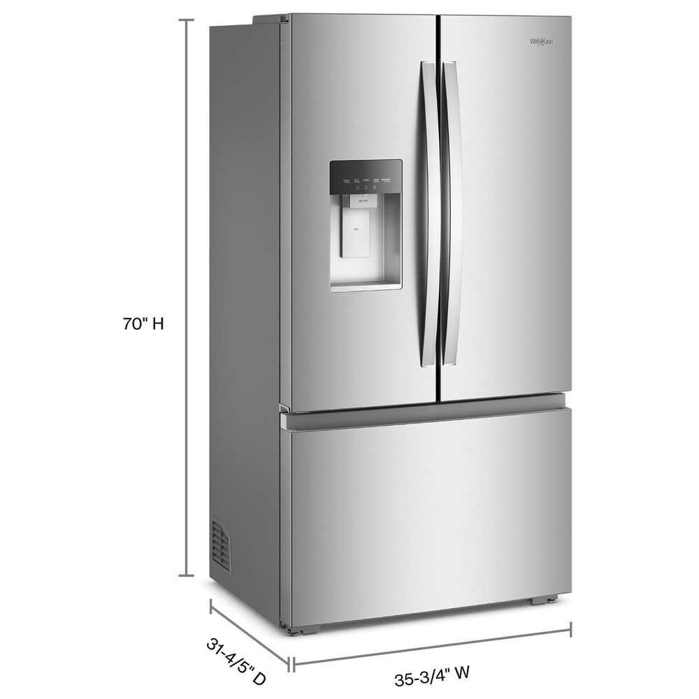 Whirlpool 23.4 Cu. Ft. 3-Door Depth French Door Refrigerator in Fingerprint Resistant Stainless Steel, , large