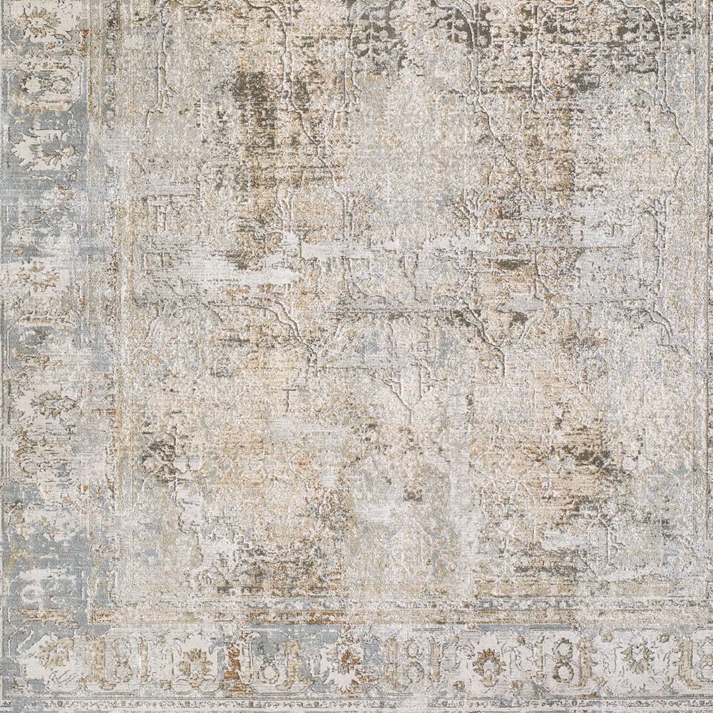 Surya Brunswick Cream, Medium Brown, Light Gray, Light Brown, Charcoal and Mustard 6&#39;7&quot; Round Area Rug, , large