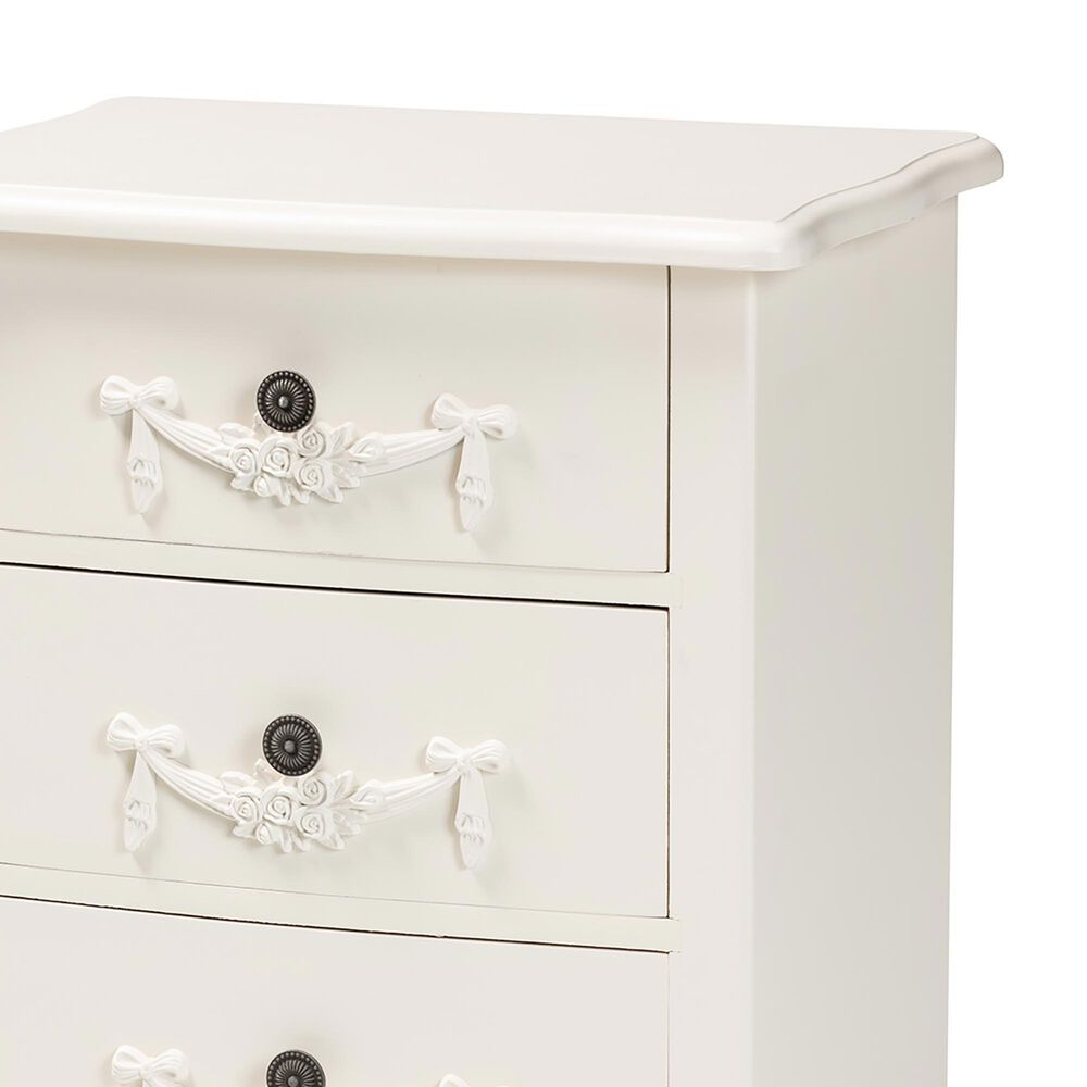 Baxton Studio Callen 3-Drawer End Table in White, , large