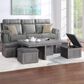 HOMLUX 5-Piece 38" Coffee Table Set with 4 Nested Storage Stools in Distressed Gray, , large