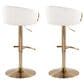 LumiSource Claire Swivel Adjustable Barstool with Cream Velvet Upholstery in Gold (Set of 2), , large