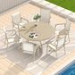 Hearth and Haven Outdoor 53" Round Dining Table with Umbrella Hole in Sandstone - Table Only, , large