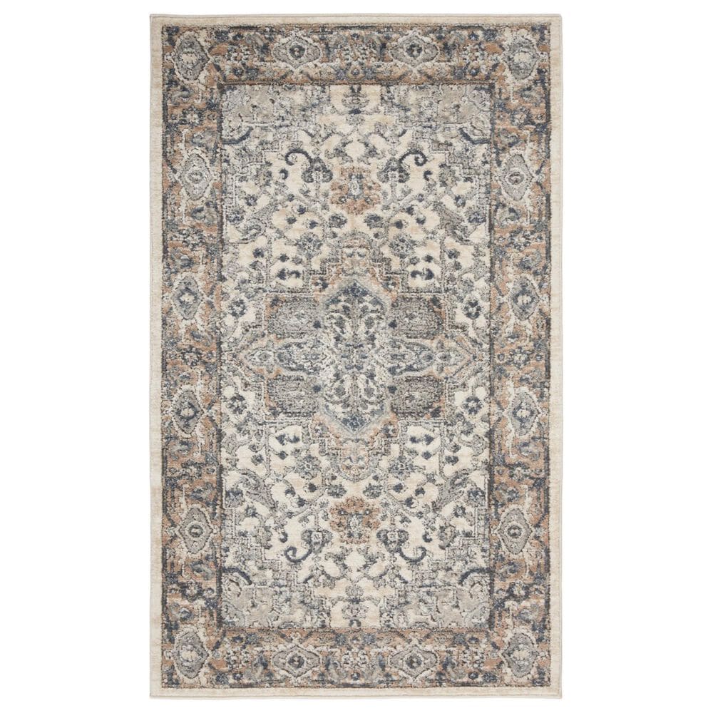 Nourison Quarry 3" x 5" Ivory and Grey Area Rug, , large