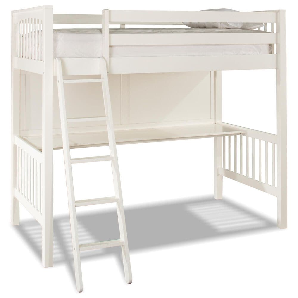 Richlands Furniture Pulse Twin Wood Loft Bed with Desk in White, , large