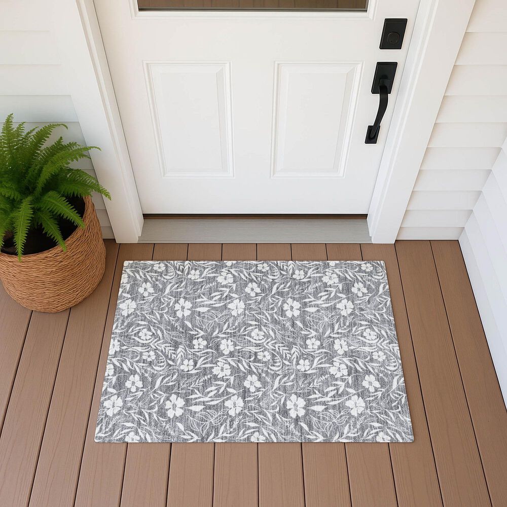 Dalyn Rug Company Soft Essentials Floral Gray 2'6" x 3'10" Indoor/Outdoor Area Rug, , large