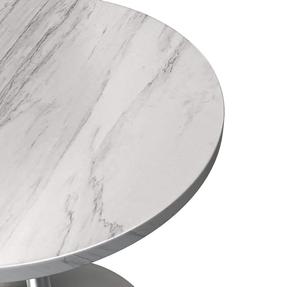 Leisuremod LeisureMod Verve Collection 27 Round Dining Table, Brushed Gold Base with Laminated White Marbleized Top, , large
