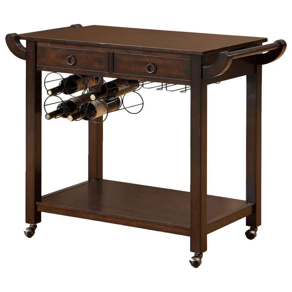 Furniture of America Mcrae Kitchen Cart in Dark Walnut, , large