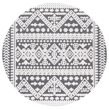 Safavieh Cabana CBN658A 6"7" Round Ivory and Grey Indoor/Outdoor Area Performance Rug, , large