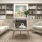 Maple and Jade Engraved Floral Living Room Coffee Table in Satin Silver, , large