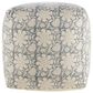 LR Home 20" Square Floral Pouf in Blue and Beige, , large