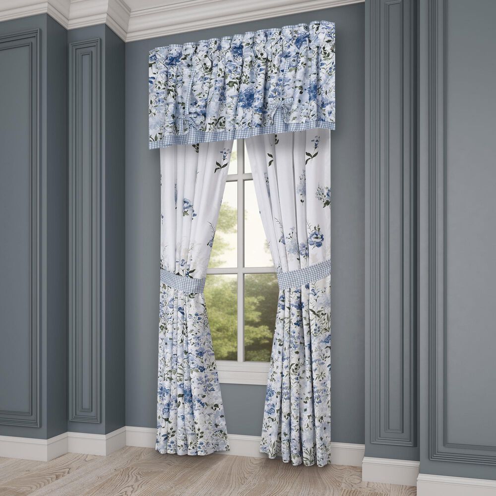 J. Queen New York Kourtney 72&quot; x 18&quot; Tie-Up Window Valance in Blue and Green, , large