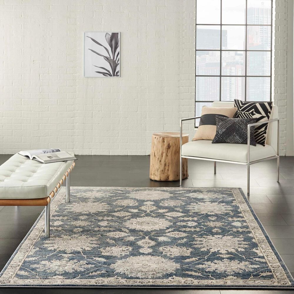 Nourison Quarry Oriental 3&#39; x 5&#39; Blue and Beige Area Rug, , large