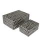 Maple and Jade 2-Piece Handmade Chevron Pattern Decorative Box Set in Polished Gray and Black, , large